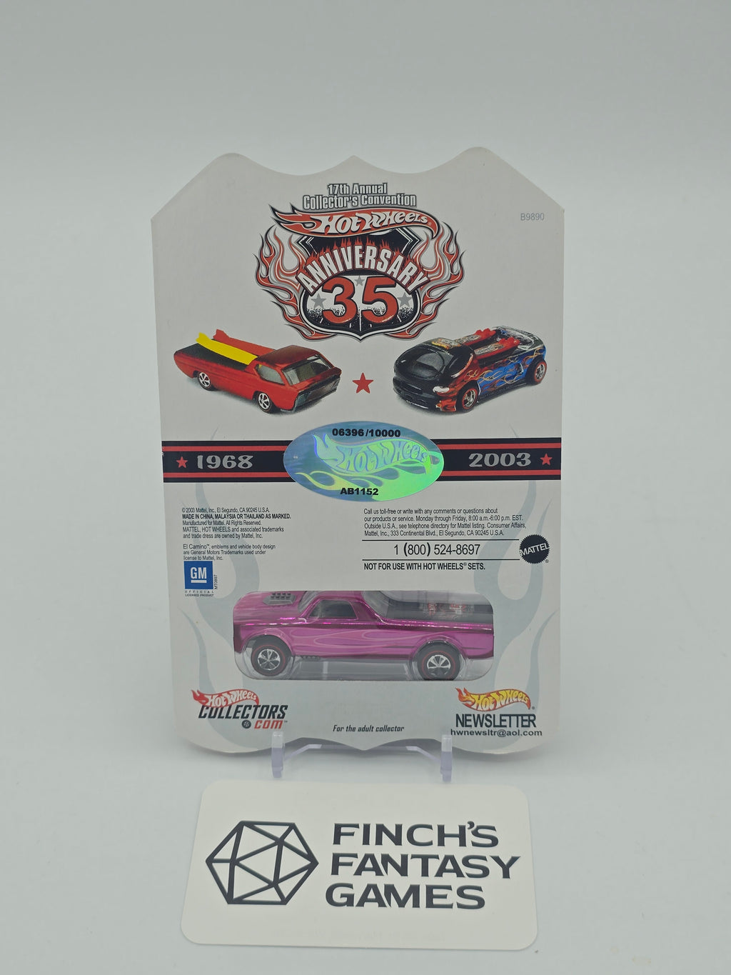 Hot Wheels 2003 17th Collectors Convention 4/5 Pink Fleetside Limited #6396/10000