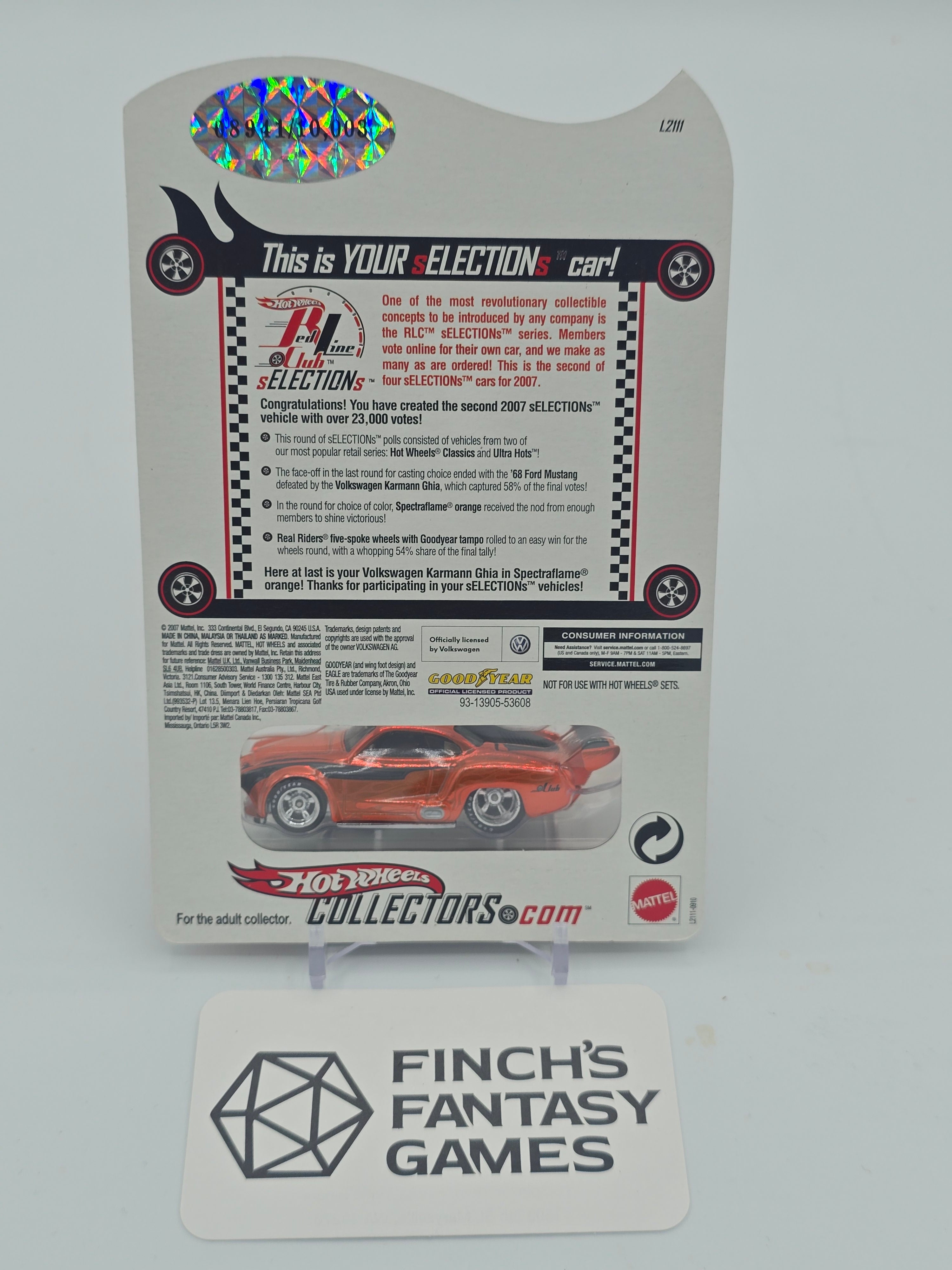 Hot Wheels Volkswagen Karmann Ghia - 2007 RLC #8941/10,003