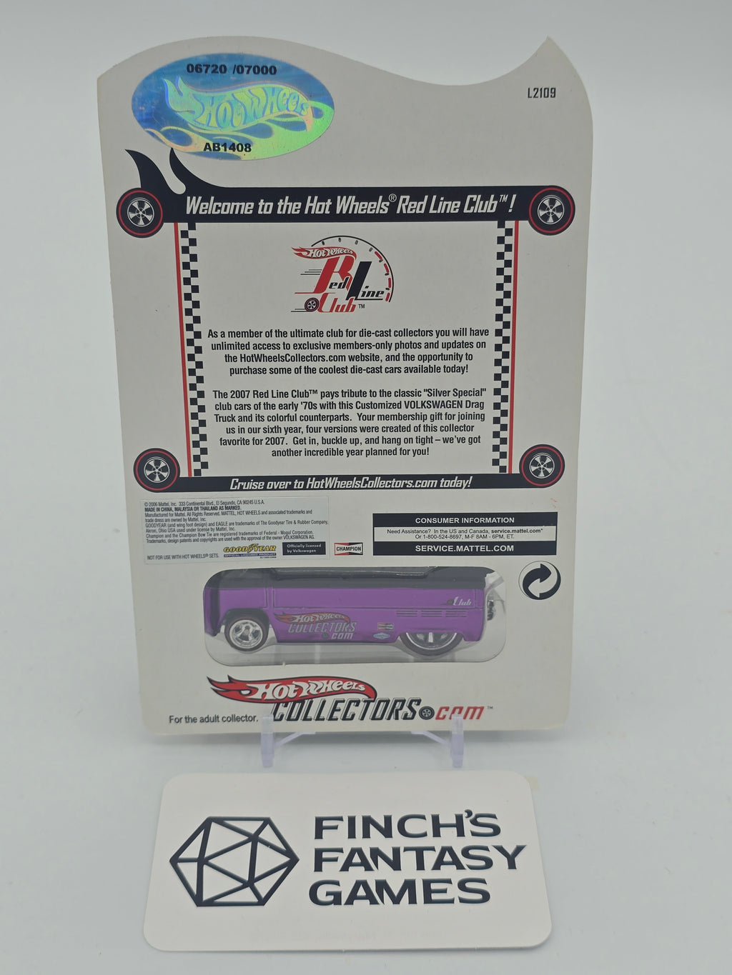 2007 Hot Wheels Red Line Club (RLC) Customized Volkswagen Drag Truck Limited #6720/7000