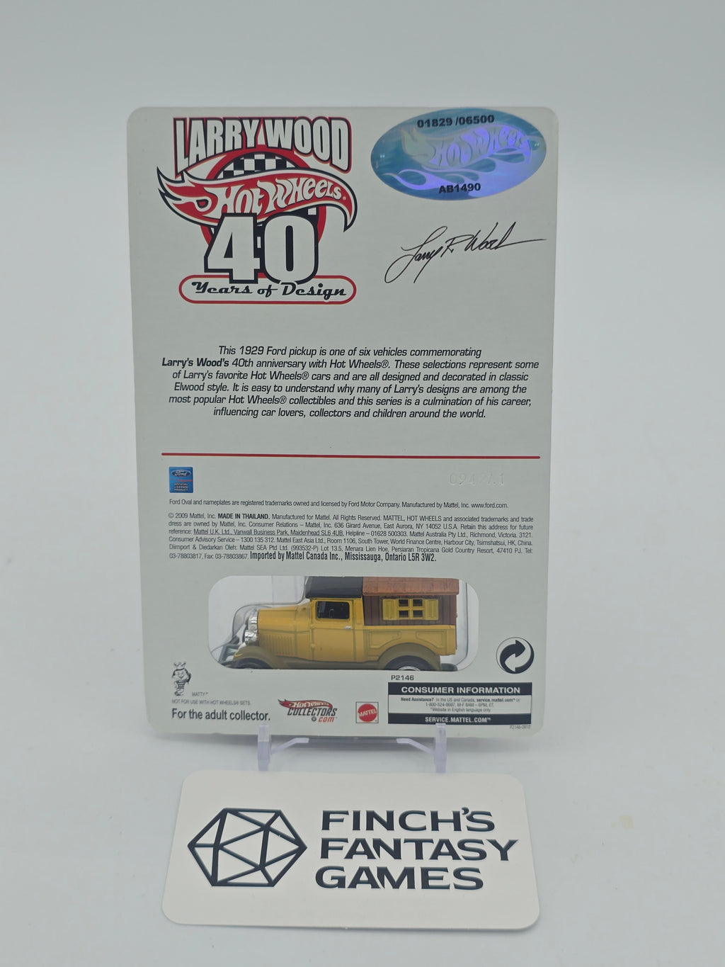 Hot Wheels (RLC) Larry Wood 40 Years of Design #2 of 6: 1929 Ford Pickup Limited #1829/6500