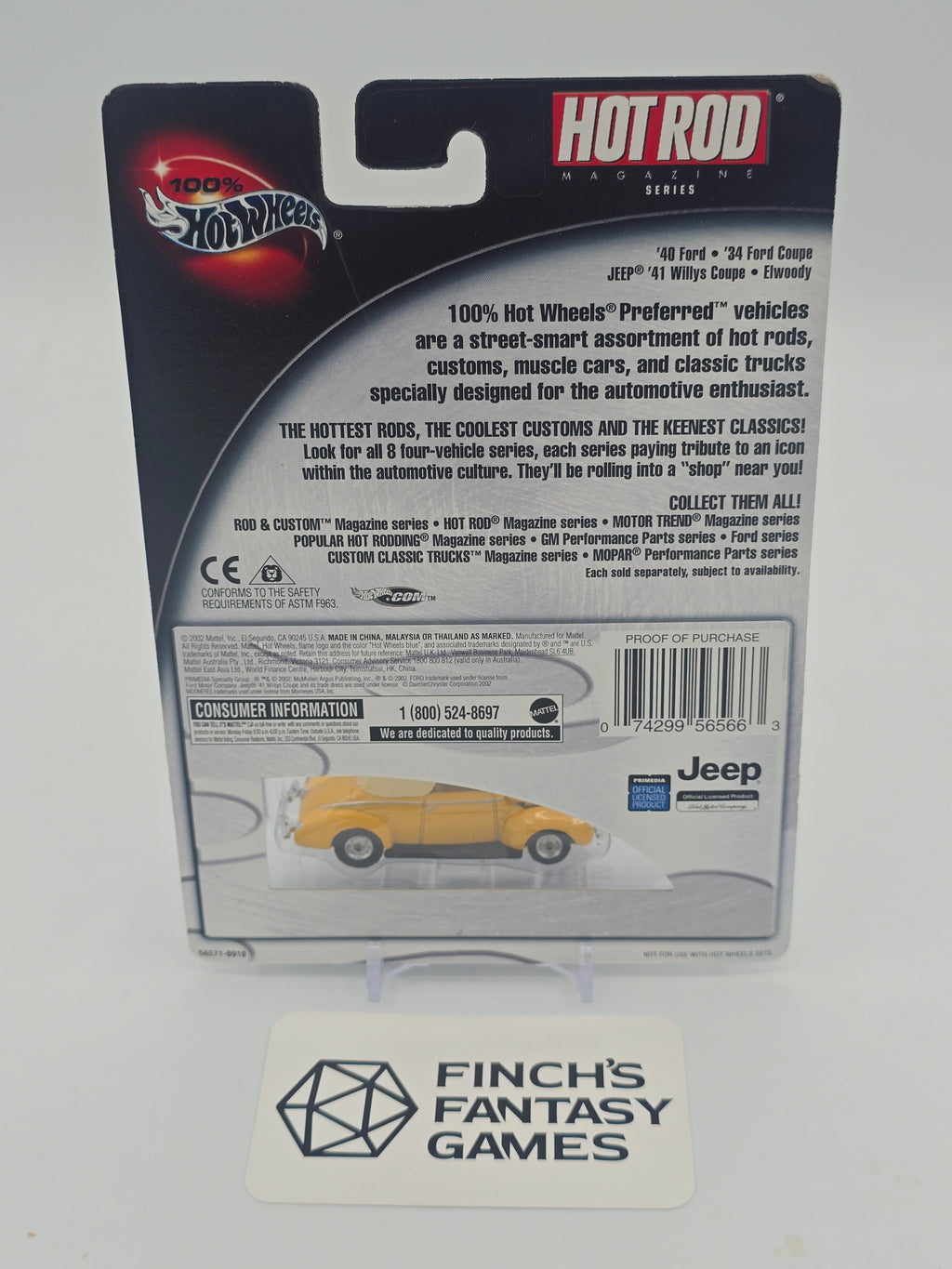Hot Wheels Hot Rod Magazine Series '40 Ford yellow convertible 2002