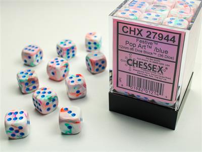 Festive® 12mm d6 Pop Art™/blue Dice Block™ (36 dice)