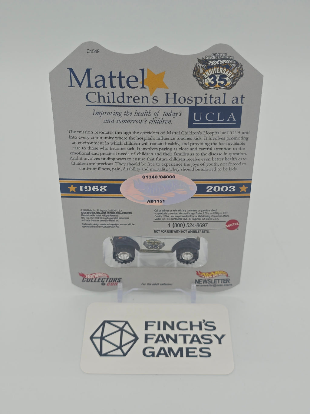 Hot Wheels 2003 17th Convention UCLA Children's Hospital Charity Baja Bug B15 #1340/4000