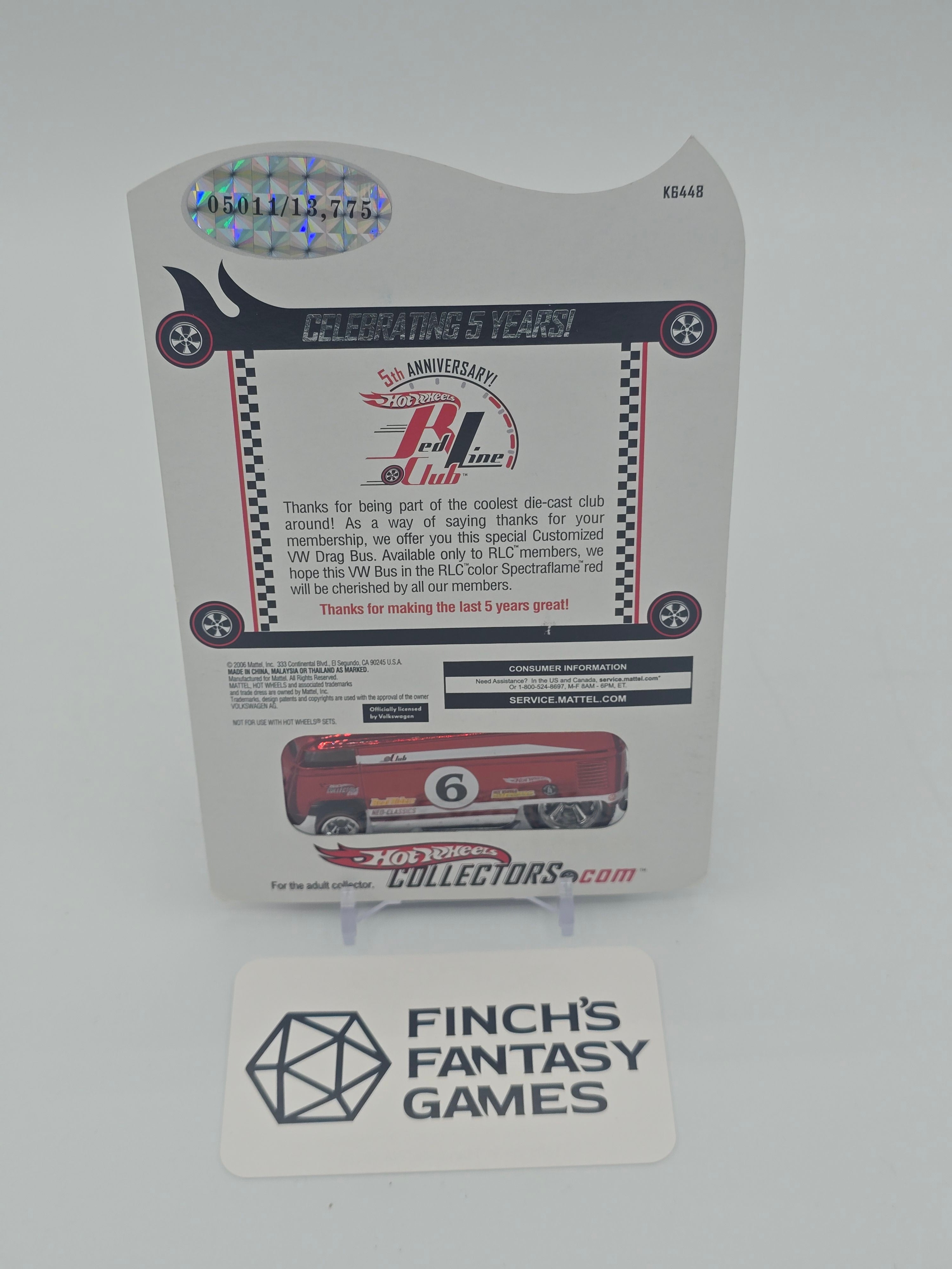 Hot Wheels Red Line Club Customized VW Drag Bus 2006 Club Exclusive Edition