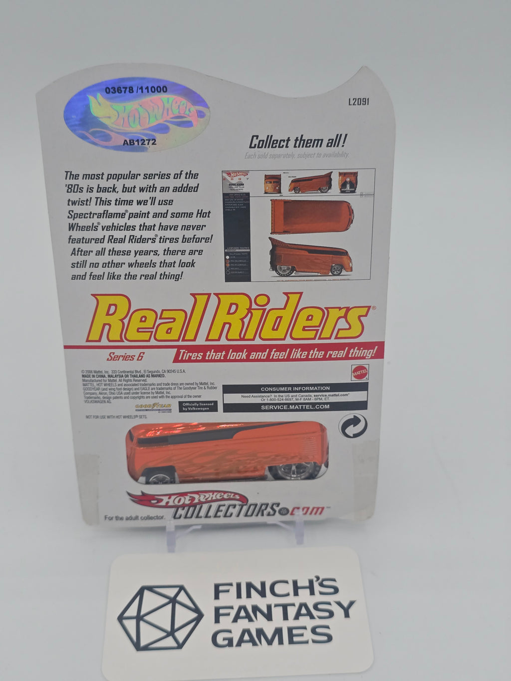 Hot Wheels Volkswagen Drag Bus Real Riders Series 6. #3678/11,000 RLC Red Line